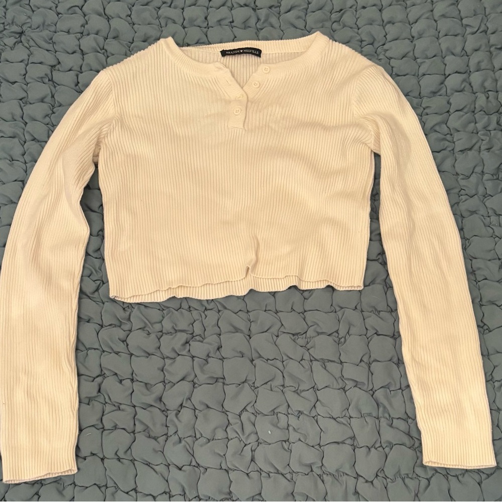 Brandy Melville White Ribbed Crop Top